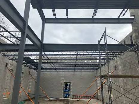 Structural steel frame under construction