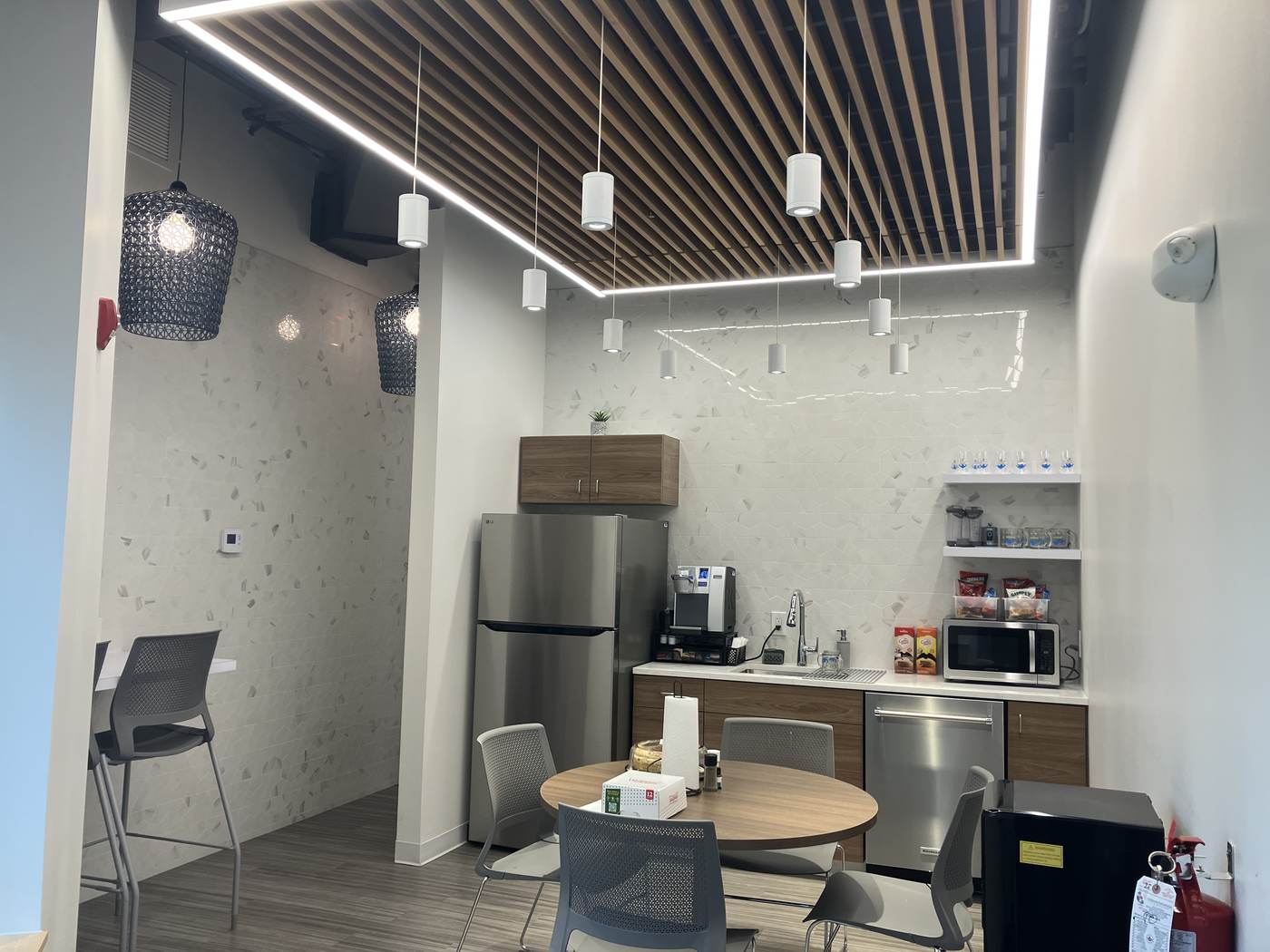 Staff lounge and kitchen, finished interior